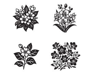 Azalea flowers silhouette vector icon graphic logo design