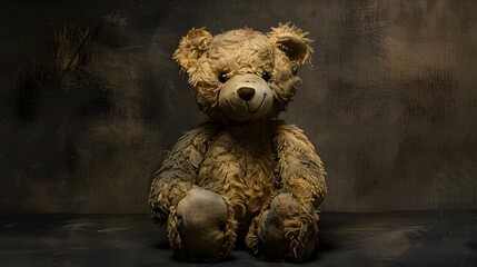A well-loved teddy bear - obrazy, fototapety, plakaty
