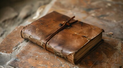 A worn leather journal