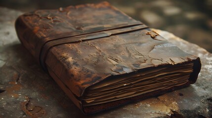 A worn leather journal