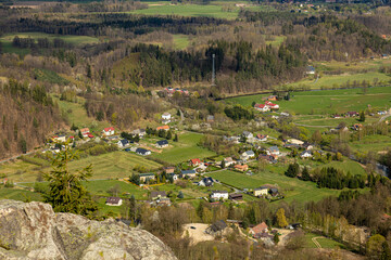 Widok z gór sokolik duży - Dolnyślask - Rudawy Janowickie. Krajobraz widziany z góry  - obrazy, fototapety, plakaty