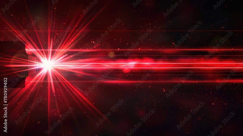 Poster A striking red light illuminating a dark black background. Perfect for adding a pop of color to any design project