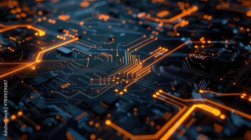 Poster detailed view of an electronic circuit board, perfect for technology concepts