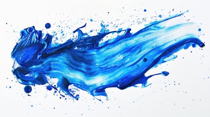 A drawing of a blue bird with blue paint splatters. Suitable for artistic and creative projects