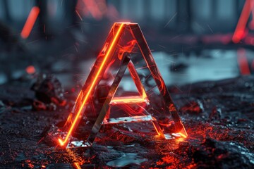 A fire letter glowing brightly in the dark, perfect for adding a dramatic touch to any design project - obrazy, fototapety, plakaty