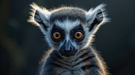 Obraz premium Close up of a ring tailed lemur, suitable for wildlife and nature themes