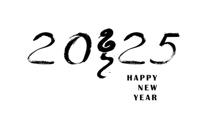 Snake. Greeting card design template with Chinese calligraphy for 2025 New Year of the snake. Lunar new year 2025. Zodiac sign for greetings card, invitation, posters, banners, calendar - 780930625