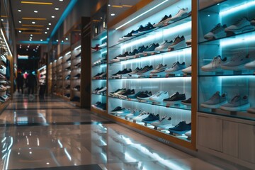 A store filled with lots of different types of shoes. Perfect for showcasing shoe collections