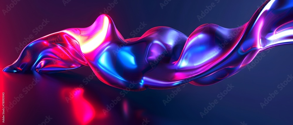 Poster 3d image of fluid abstract 3d floating object zro gravity