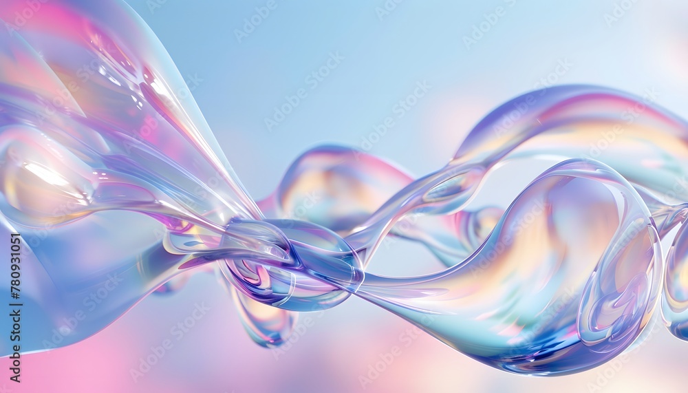 Poster 3d image of fluid abstract 3d floating object zro gravity