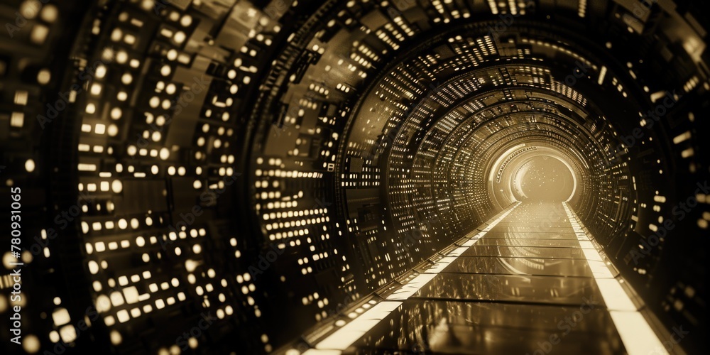 Poster a dark tunnel with a light at the end, suitable for concepts of hope and overcoming obstacles
