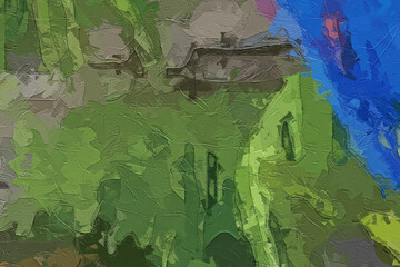 Fototapeta premium Oil paintings, various flowers, animals, streams, birds, tropical leaves