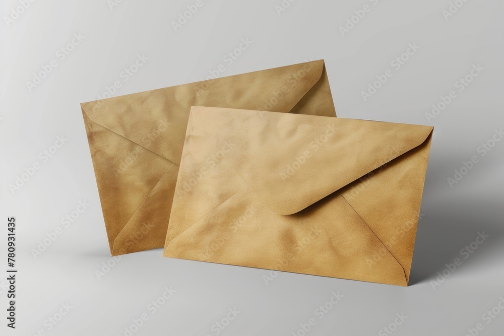 Poster A simple image of two brown envelopes placed together. Suitable for business and communication concepts