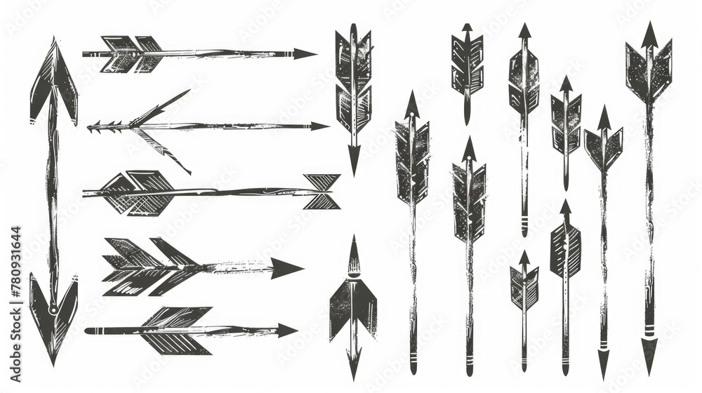 Poster set of hand-drawn ink arrows on a clean white background. perfect for presentations or design projec