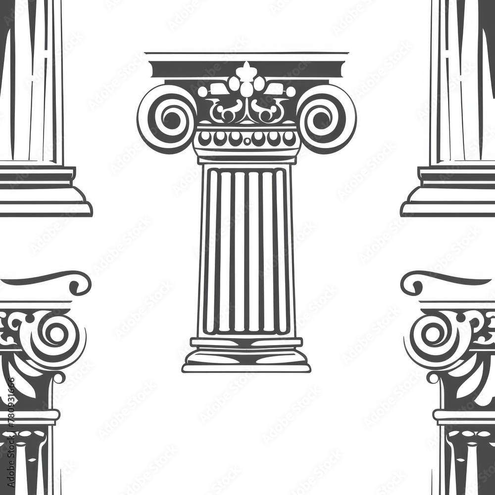 Poster A set of four different types of columns, suitable for architectural design projects