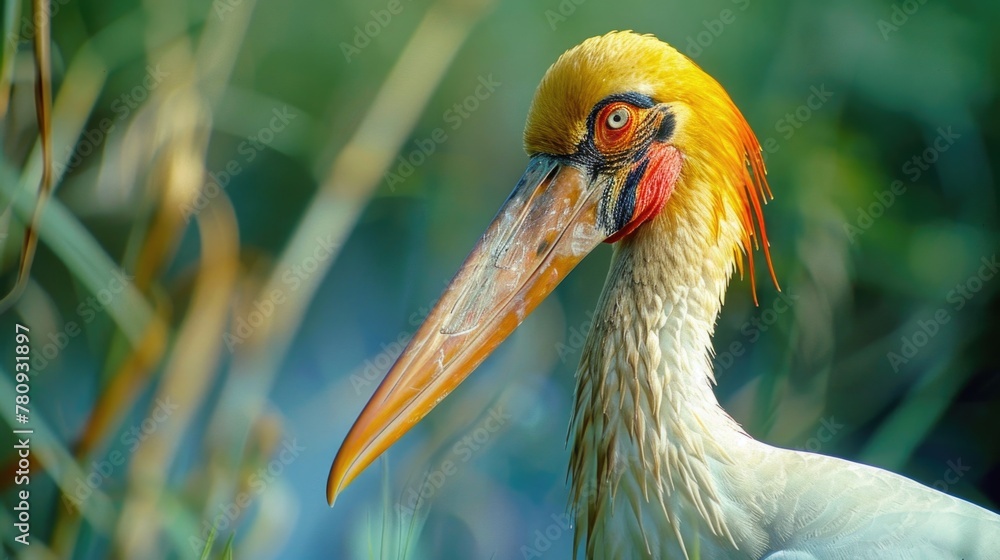 Poster close up of a bird with a long beak. suitable for nature and wildlife concepts