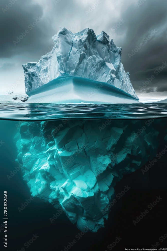 Aufkleber picture of an iceberg in the ocean under a cloudy sky. suitable for environmental themes