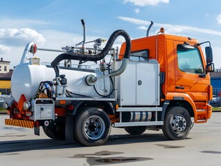 Modern car for pumping, drain and sewage cleaning service