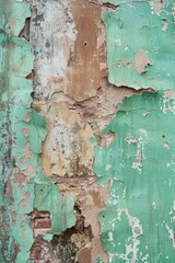 A textured green wall with peeling paint. Suitable for backgrounds and textures