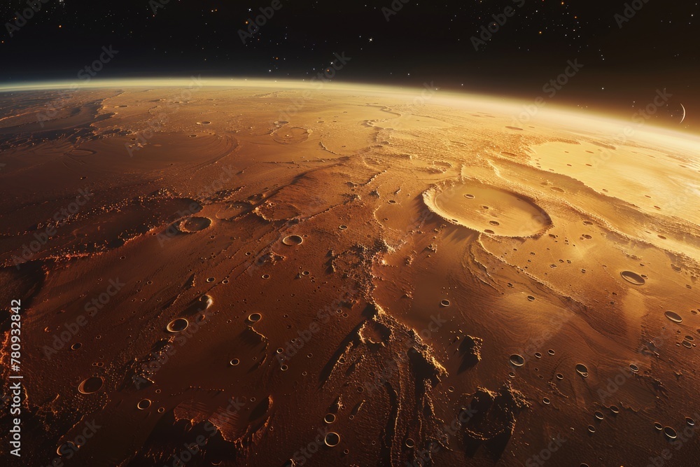 Poster A view of the planet from the surface of Mars. Suitable for space exploration concepts