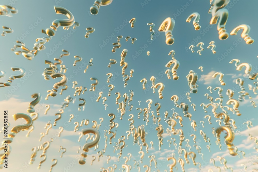 Poster A bunch of question marks floating in the air. Can be used for educational or problem-solving concepts