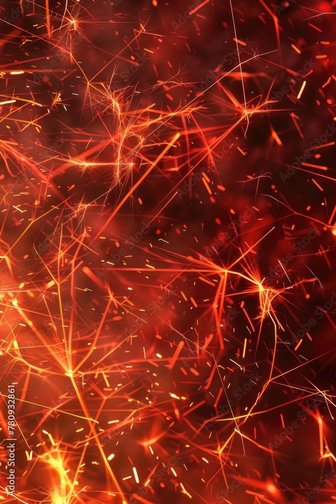 Poster Close-up view of a fire with sparks. Perfect for adding warmth and energy to your design projects