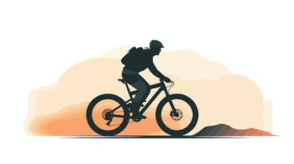 Biker riding bicycle silhouette vector 2d flat cart