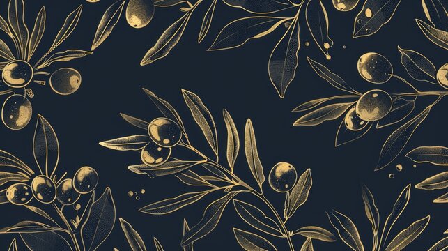 A stylish pattern of olives and leaves. Ideal for food or nature themed designs