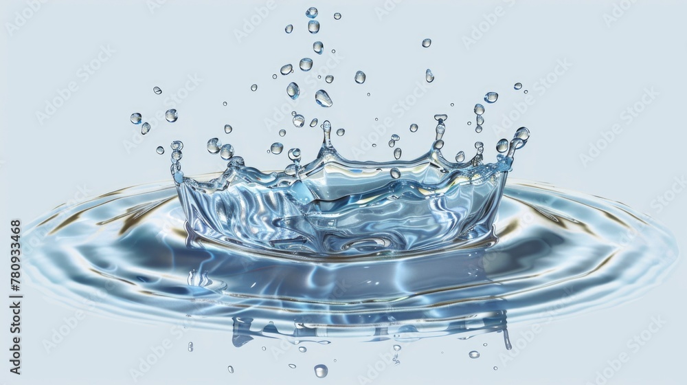 Poster water drop falling into a pool, suitable for science or nature themes