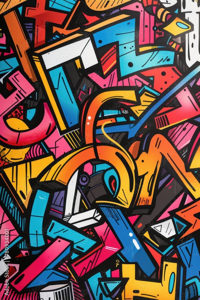 Poster a vibrant painting featuring a variety of colorful objects. ideal for adding a pop of color to any s
