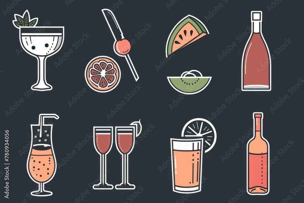 Poster a collection of different types of drinks and beverages. perfect for food and beverage concepts