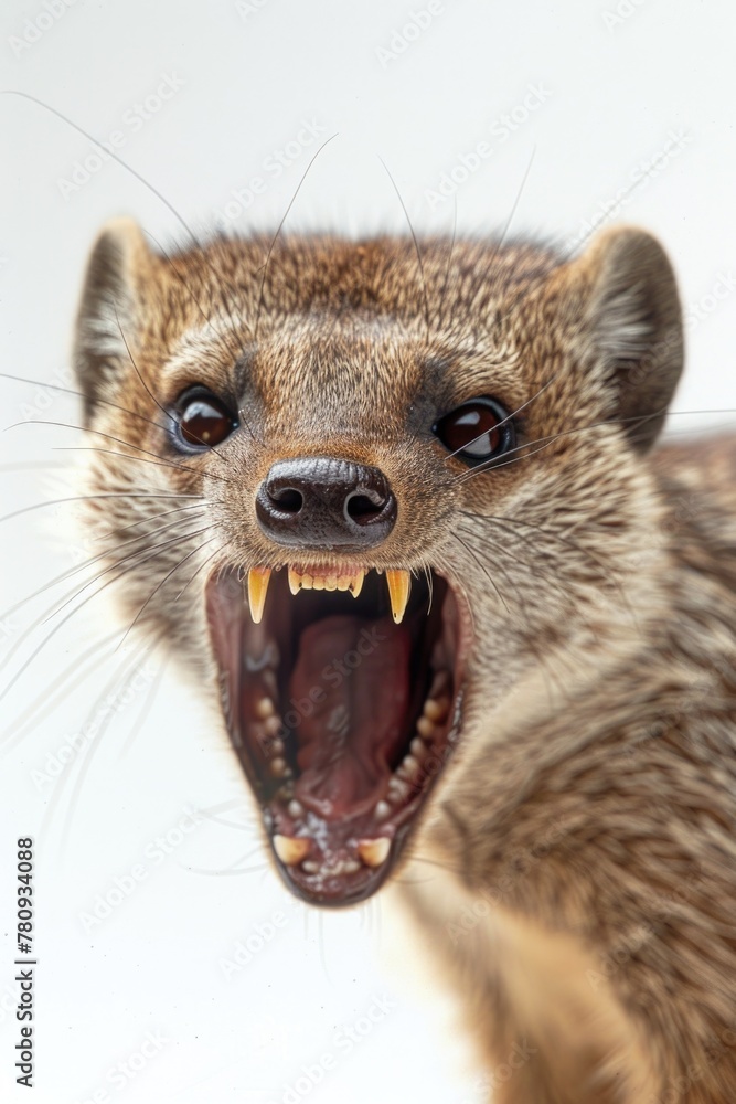 Aufkleber close-up of a furry animal with its mouth open. suitable for various animal-related projects