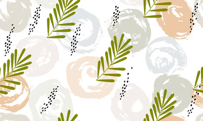 Seamless pattern with leaves. Vector illustration. Handdrawn design - 780934641