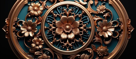 vintage background with floral ornament in blue and gold