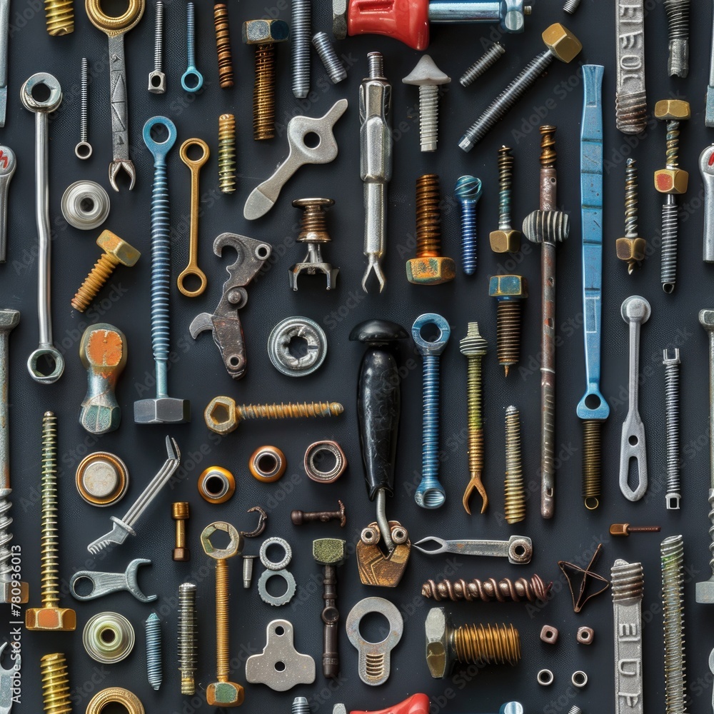 Aufkleber various types of screws and nuts, suitable for hardware projects