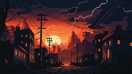 Blackout vector illustration. A city in the dark du - obrazy, fototapety, plakaty