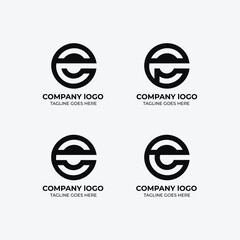 E  logo set flat design template collection