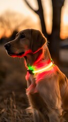 A luminous collar with LEDs for your dog's safety and visibility during night walks. Smart luminous collar for your dog's safety during nighttime adventures.