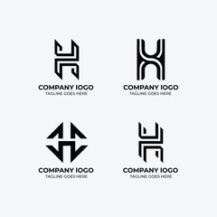 H  logo set flat design template collection