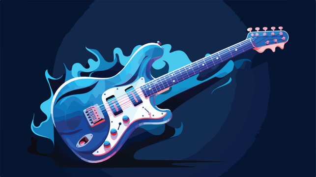 Blue color electric guitar vector image illustratio