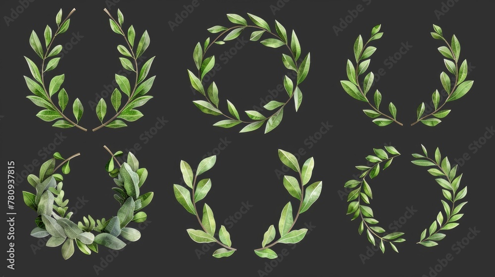 Poster A set of four different types of leaves, perfect for botanical projects