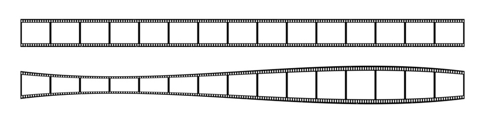 35mm film strip vector design with 15 frames on white background. Black film reel symbol illustration to use in photography, television, cinema, travel, photo frame. 
