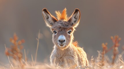   A tight shot of a tiny animal in a sea of green grass Surrounding background subtly blurred with grass and weeds