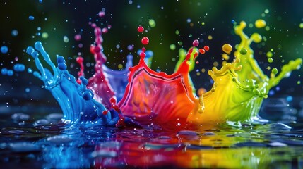 Vibrant Color Splashes Captured in Stunning High Definition Photography Against a Crystal Clear Backdrop
