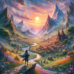 Rolgordijnen Mystic Valley Twilight © Henry
