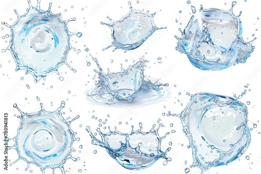 Poster water splashes and bubbles, suitable for various design projects