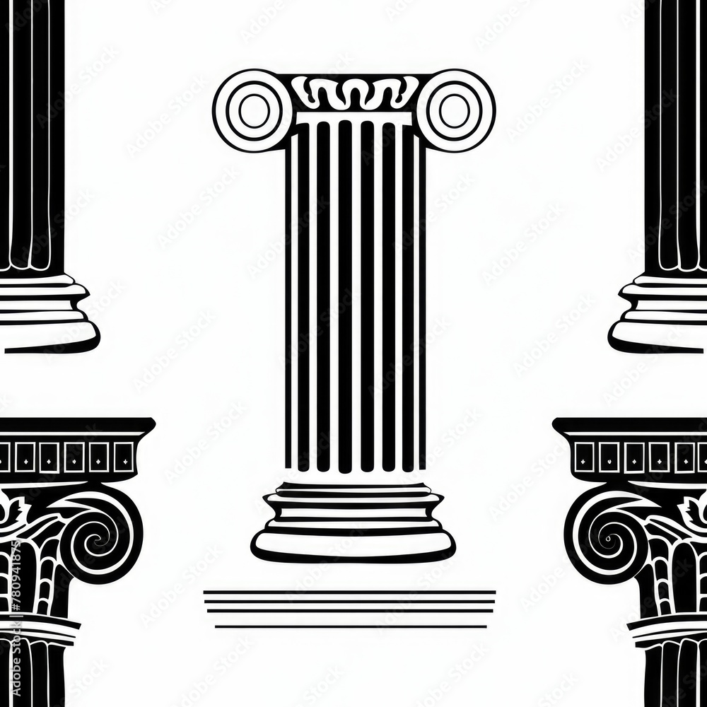 Poster Monochrome image of four columns, suitable for architectural projects