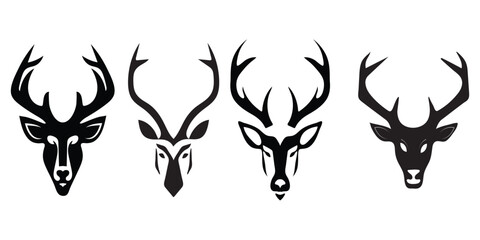 Deer head silhouette, Deer head vector art, illustration, Deer head bundle pack - obrazy, fototapety, plakaty
