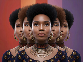 3d render mujeres africanas concepto de diversidad - obrazy, fototapety, plakaty