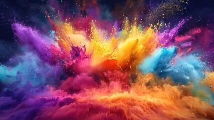 Vibrant Explosion of Dynamic Color and Energy in Digital Art Masterpiece